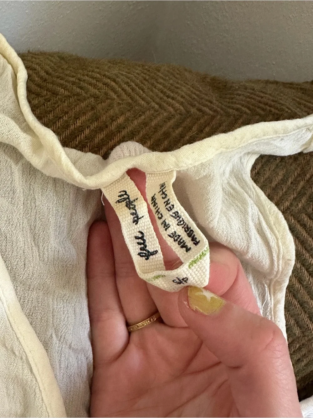 Free People Cream Button-Front Ruffle Tank - Picture 4 of 5